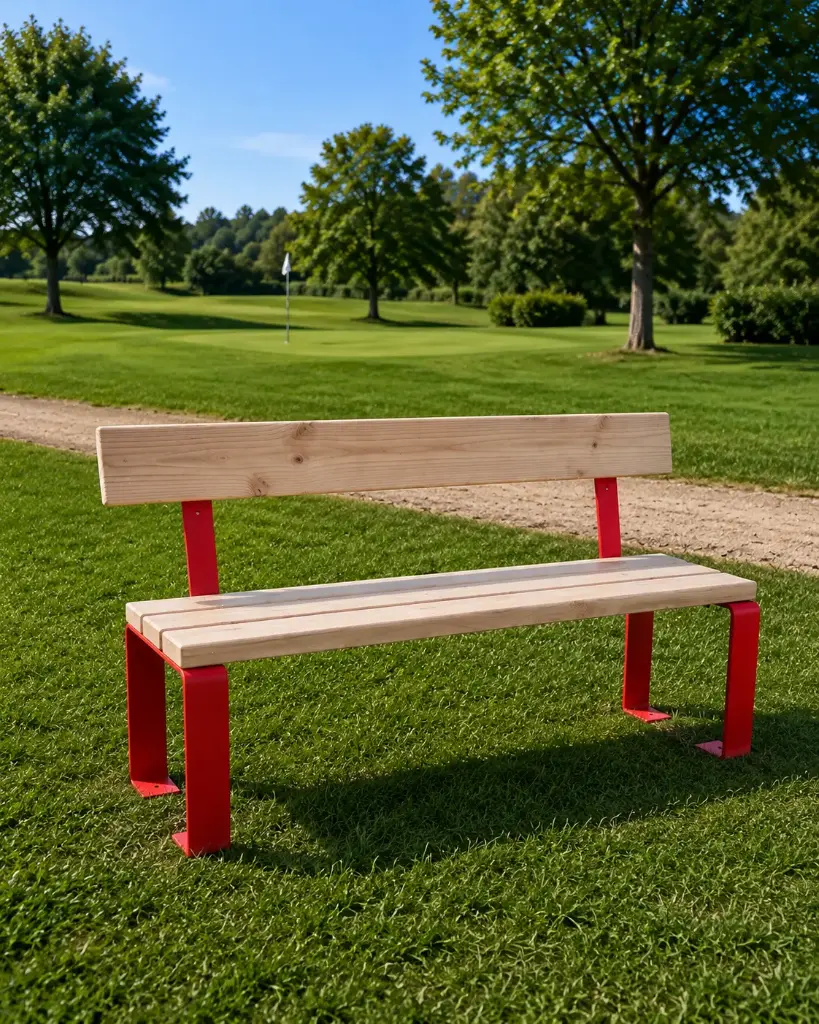 Quadra - Banc robuste 150 cm - Acier et bois massif - Avec dossier